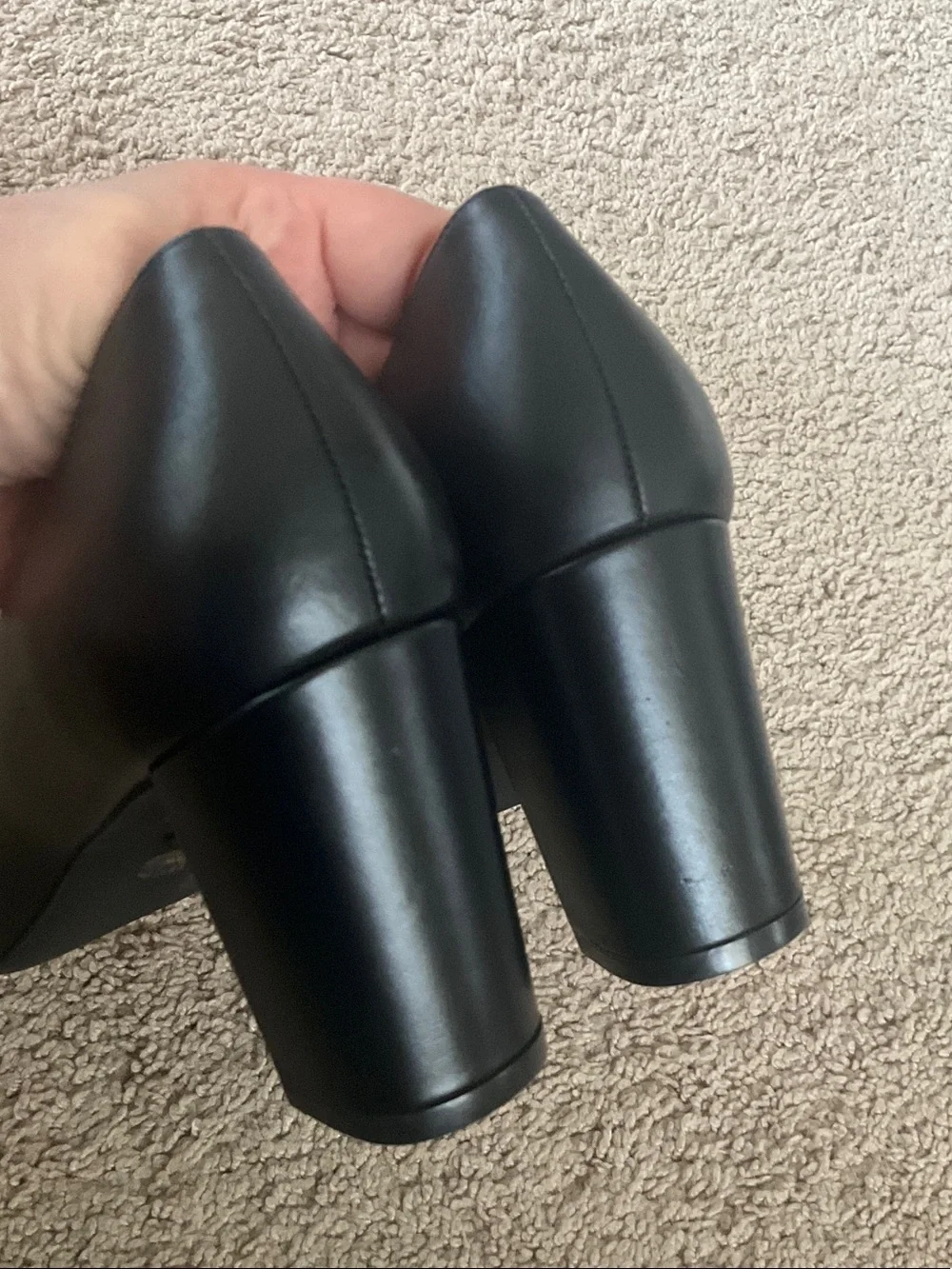 Stuart Weitzman Black Pointed-Toe Block Heel Pumps